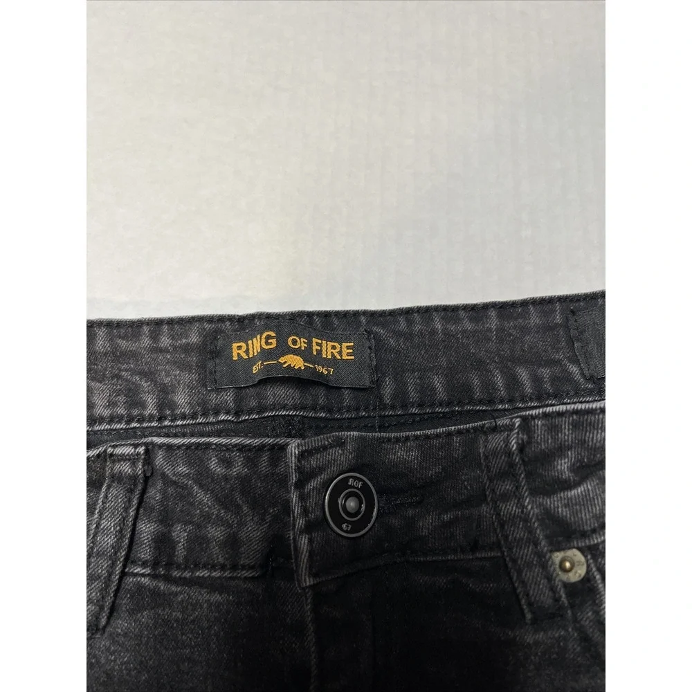 Ring Of Fire Black Denim Jeans Men's 32x32 Slim Fit Zip Pockets